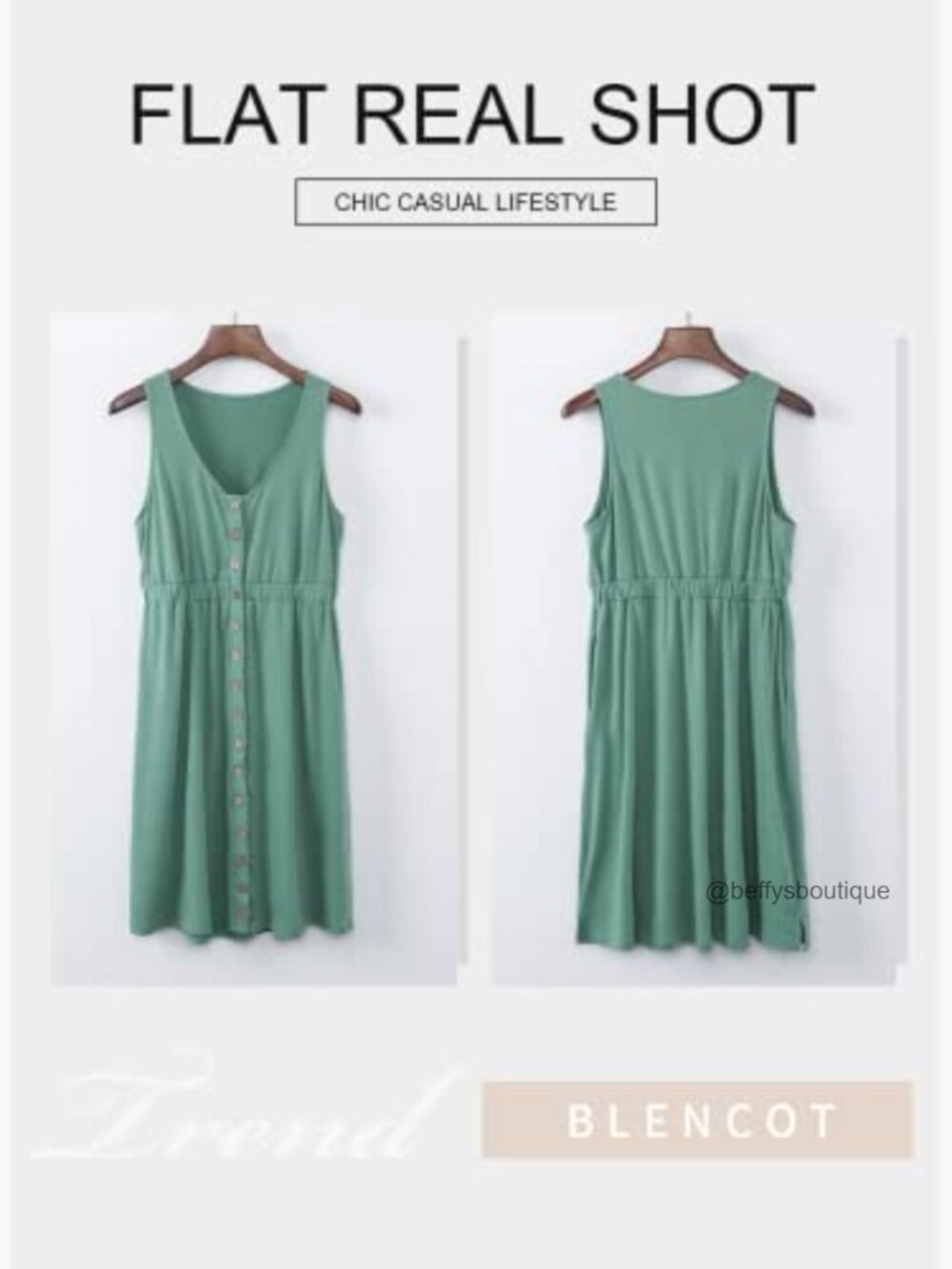 V Neck Button Down Swing Dress Sleeveless Summer Midi Dress - Picture 2 of 7